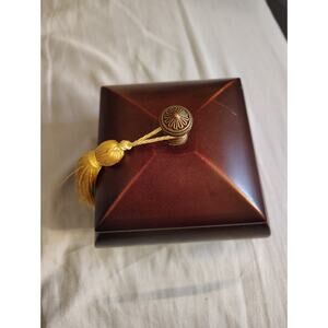 Vintage Musical Ring Box Bombay Co Outlet Dark Mahogany Green Velvet Lined